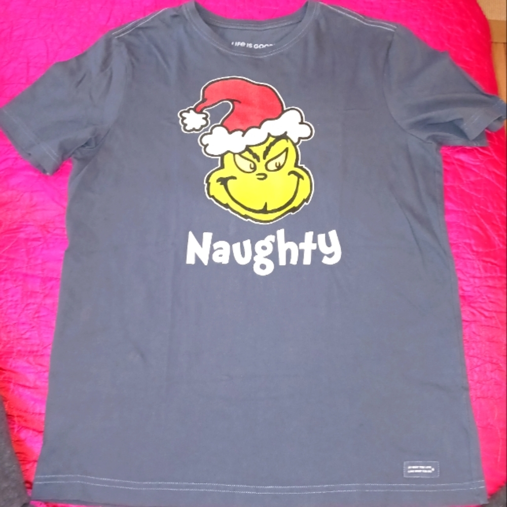Life is Good Naughty Grinch Short Sleeve Tee. Size Med